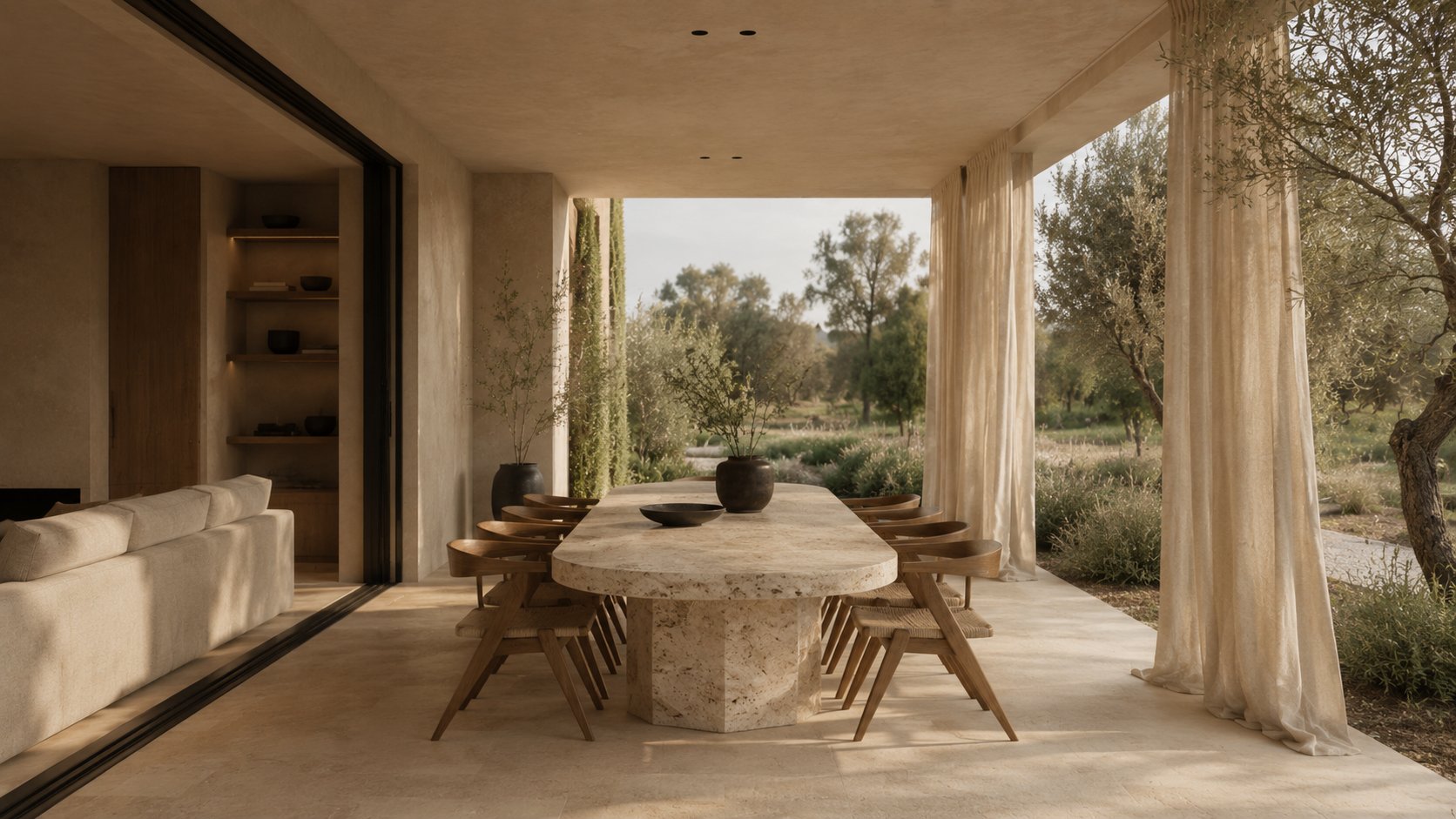 Eetkamer met zicht op de tuin